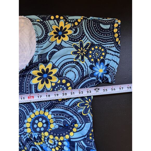 Reborn Dress Women's 3X Blue Floral Baby Doll Short Sleeve Knee Length Boho - Picture 7 of 10